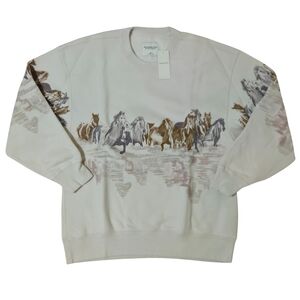 Abercrombie Horses Sunday Sweatshirt Crew XS Oversized Cream NWT 🐎